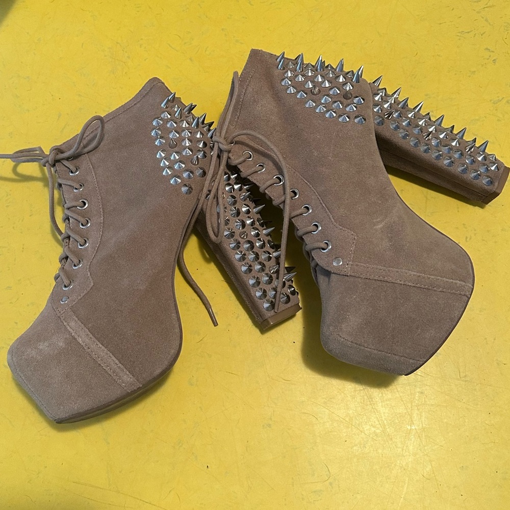 Jeffrey Campbell spiked LITA Havana in suede taupe. Worn once.  size 7.5